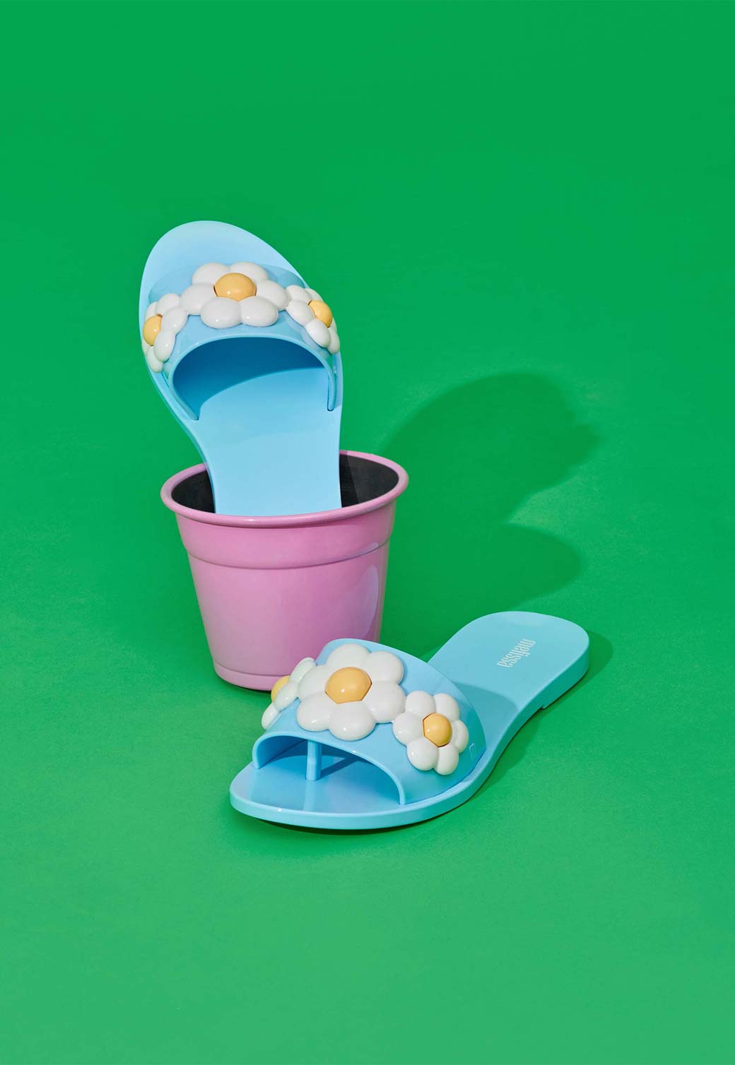 Sea Green כפכפים עם פרחים לנשים Babe Spring MELISSA