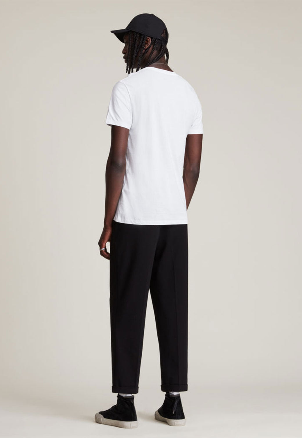 Light Gray טי שירט קצרה מפתח וי לגברים Tonic ALLSAINTS