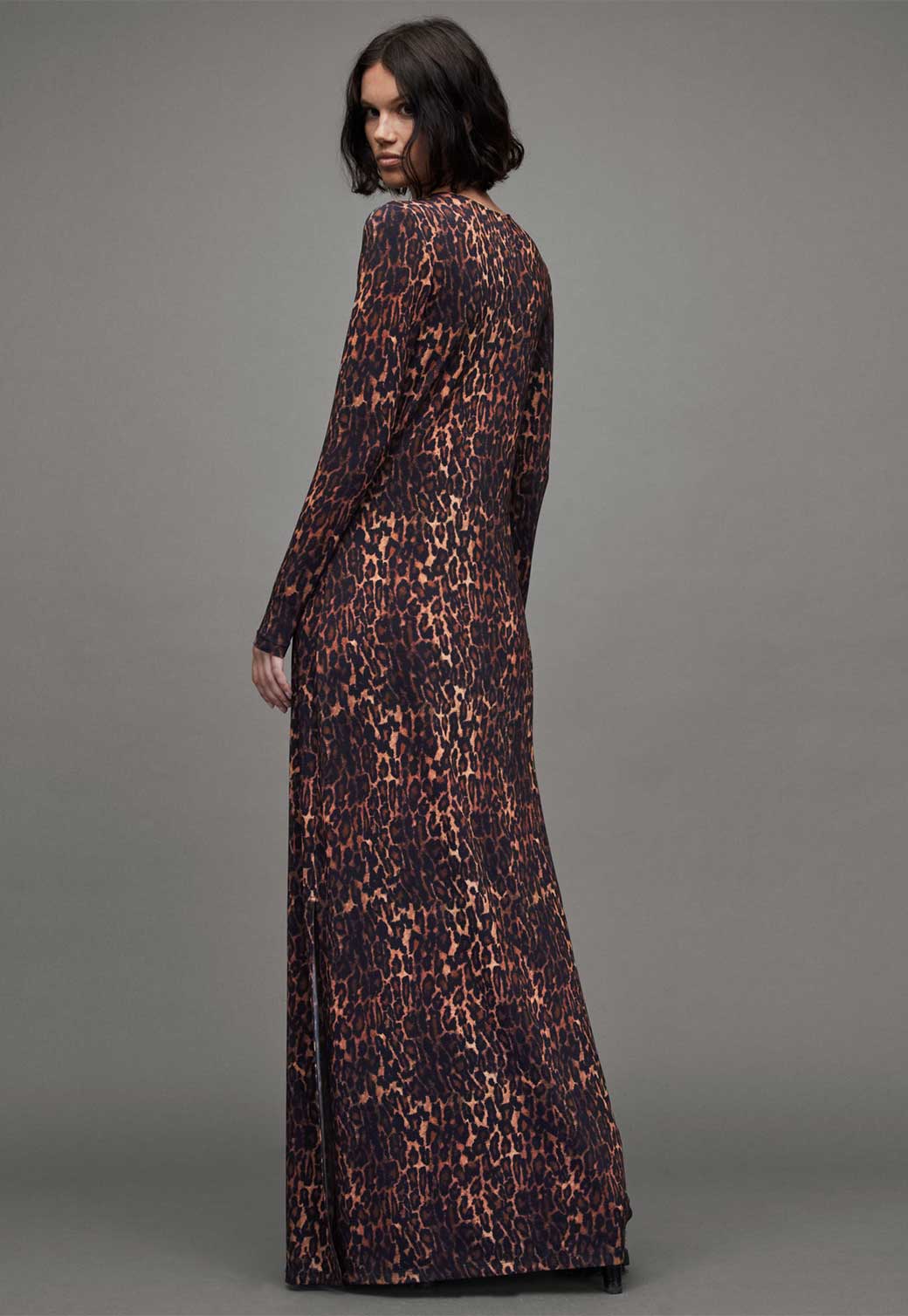 Dim Gray שמלת מקסי מנומרת לנשים Katlyn Anita ALLSAINTS