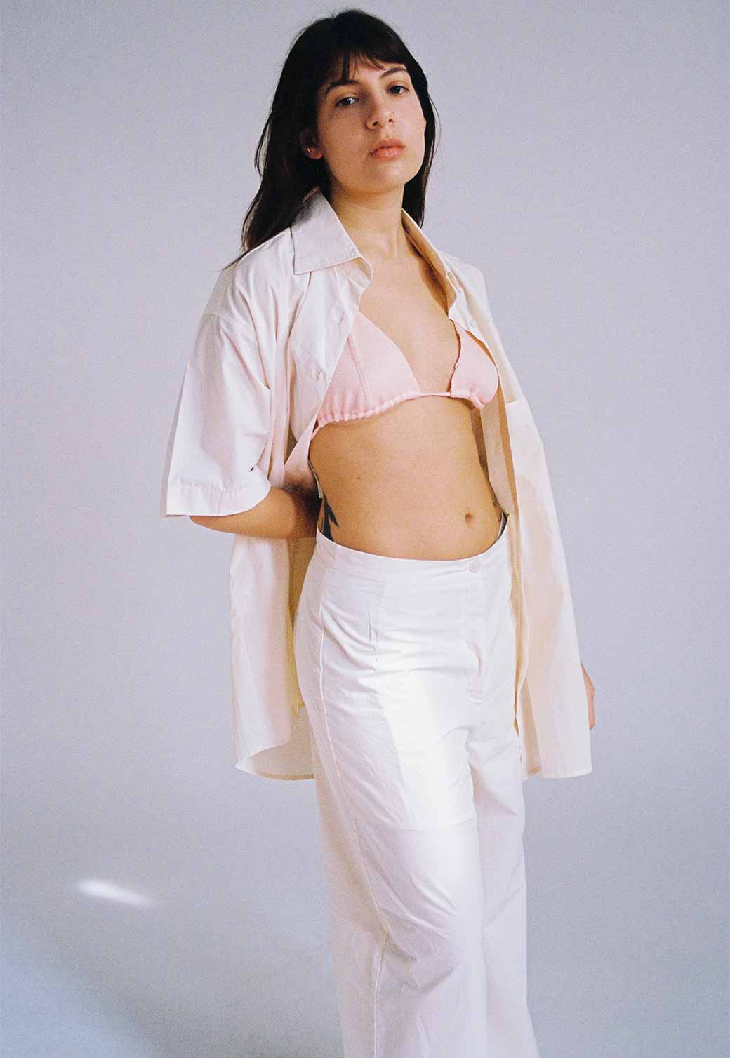 Gray טופ משולשים סרוג לנשים ABOVE