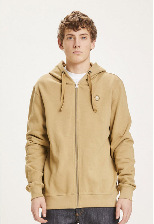 Beige סווטשירט עם רוכסן וקפוצ'ון KNOWLEDGE