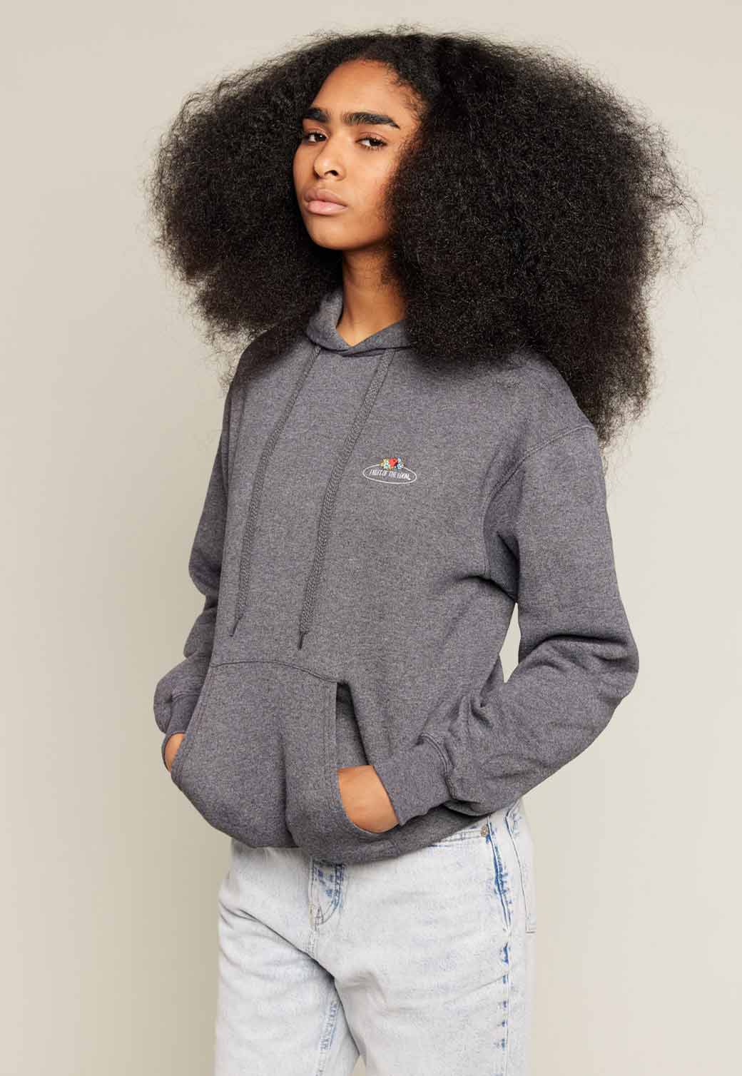 Light Gray קפוצ'ון וינטג' Unisex FRUIT OF THE LOOM