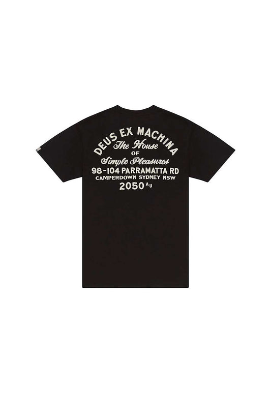 Black טי-שירט קצרה לגברים Camperdown Address DEUS EX MACHINA