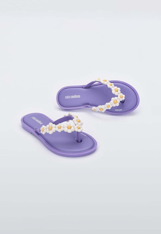 Lavender כפכפים עם פרחים לילדות MELISSA