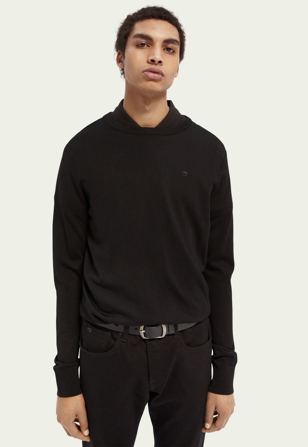 Beige סריג מצמר מרינו עם מפתח עגול SCOTCH & SODA