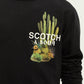 Black סווטשירט עם הדפס SCOTCH & SODA