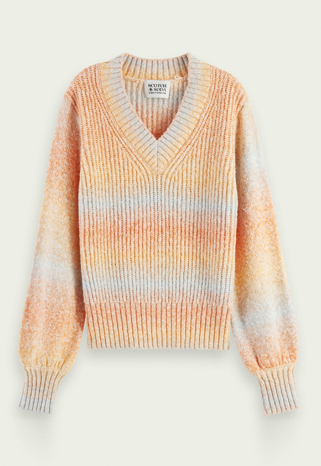 Antique White סוודר עם מפתח וי באפקט גרדיאנט SCOTCH & SODA