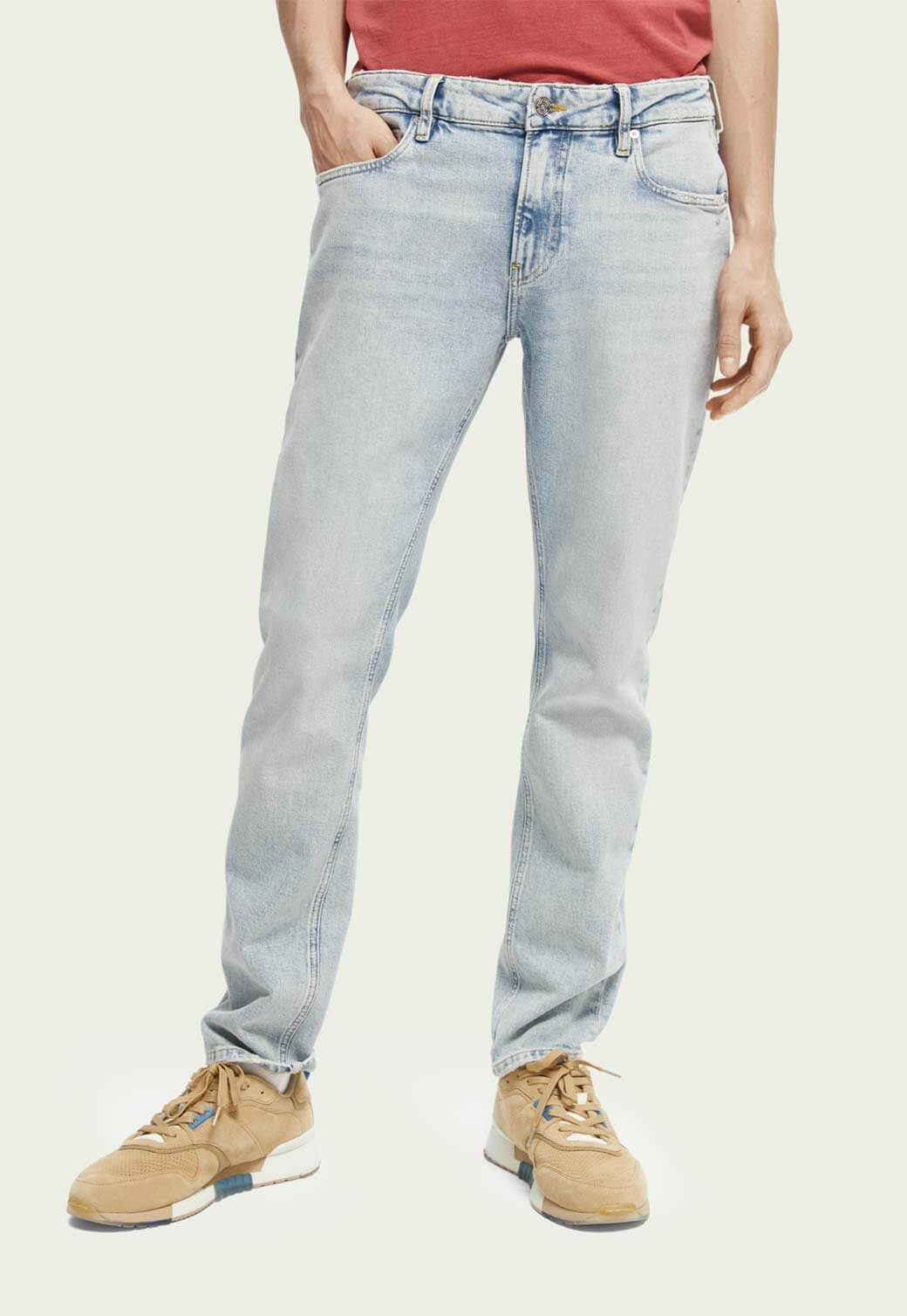 Light Gray SKIM SKINNY FIT JEANS  — BLUE SPLASH ג'ינס ארוך SCOTCH & SODA