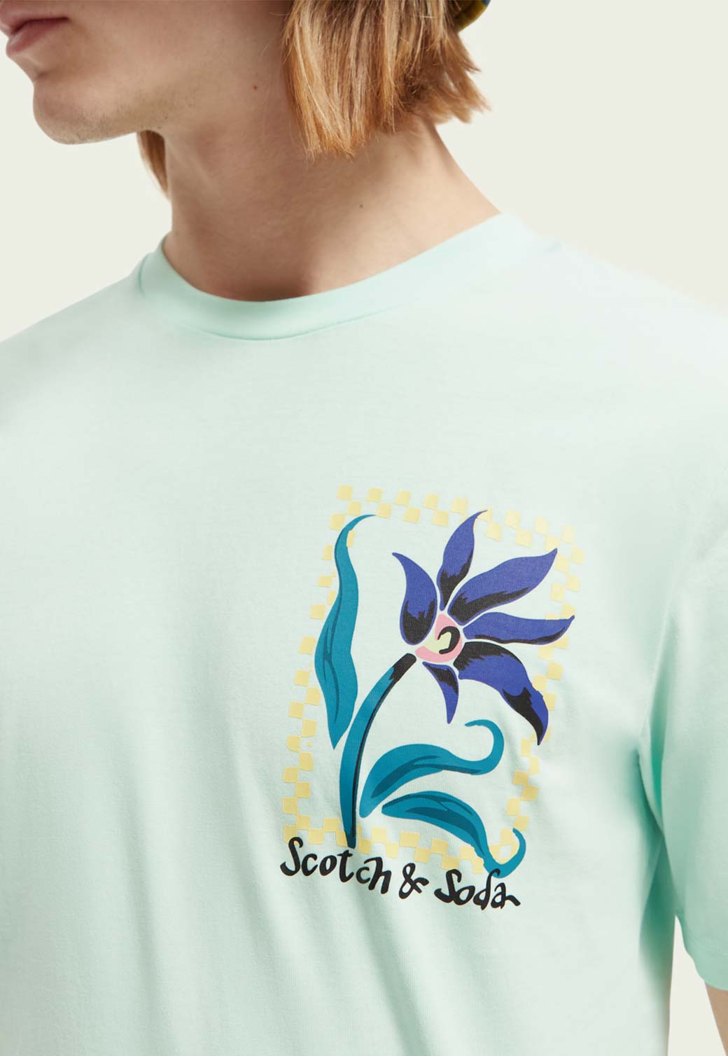 Light Gray FLOWER ARTWORK RELAXED-FIT T-SHIRT טי שירט קצרה SCOTCH & SODA