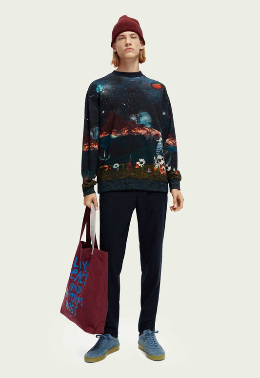 Dark Slate Gray סווטשירט הדפס חלל לגברים SCOTCH & SODA