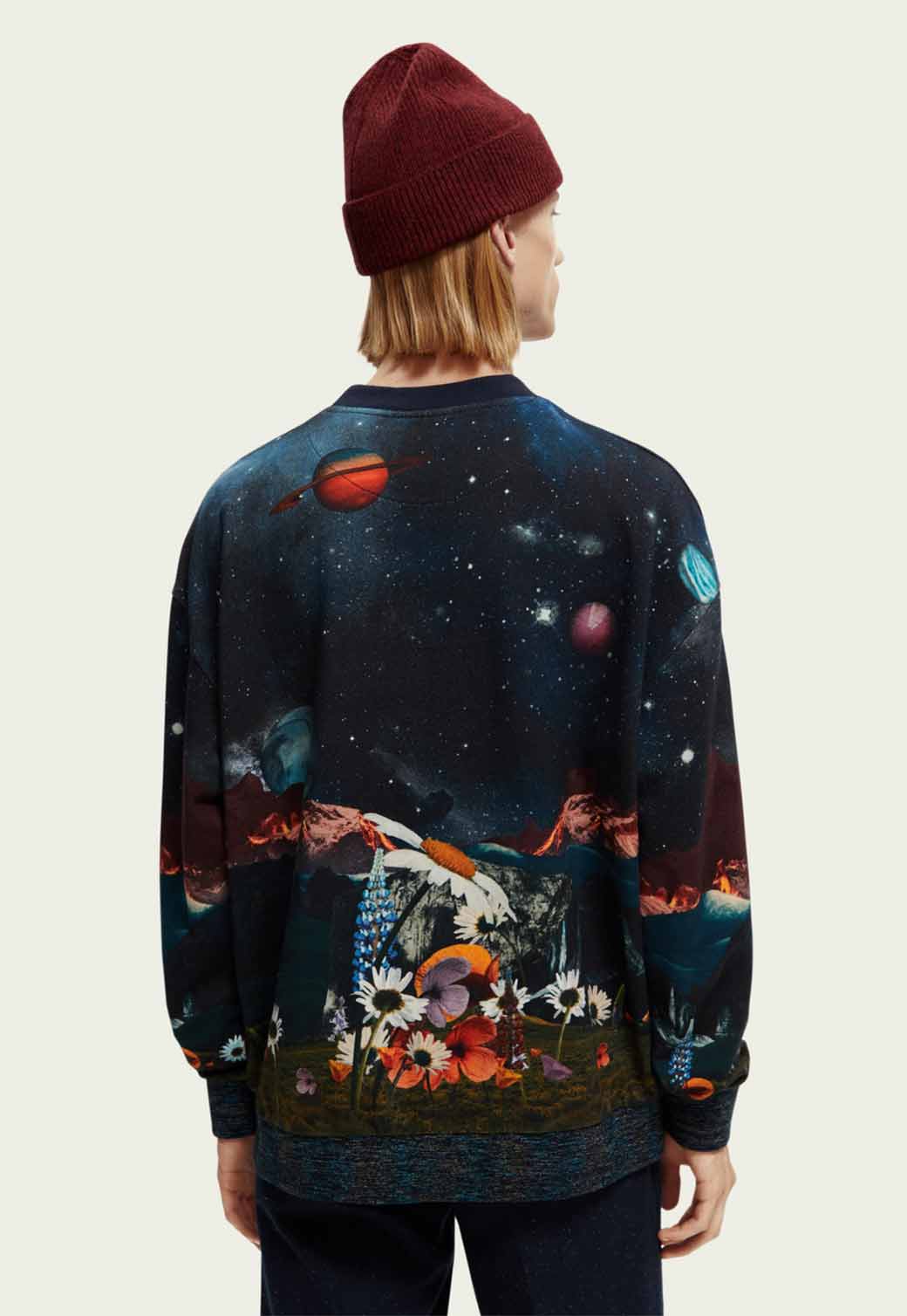 Beige סווטשירט הדפס חלל לגברים SCOTCH & SODA