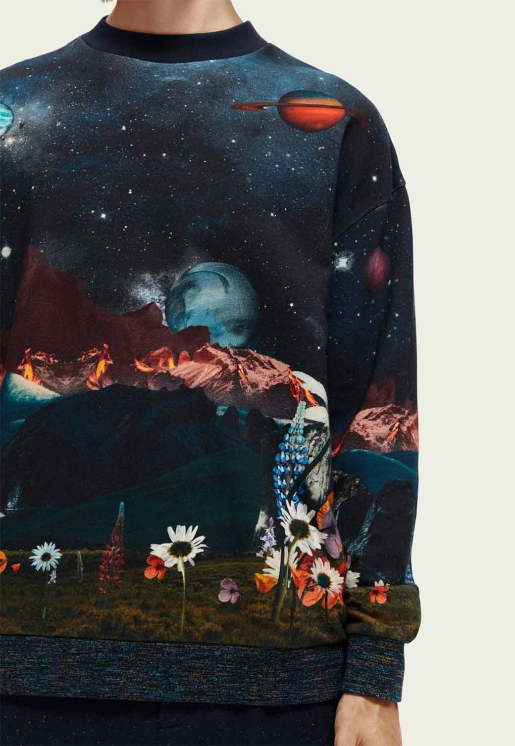 Light Gray סווטשירט הדפס חלל לגברים SCOTCH & SODA