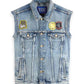 Dark Gray CUT OFF SLEEVELESS DENIM TRUCKER WITH BADGES ווסט SCOTCH & SODA