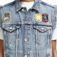 Dark Gray CUT OFF SLEEVELESS DENIM TRUCKER WITH BADGES ווסט SCOTCH & SODA