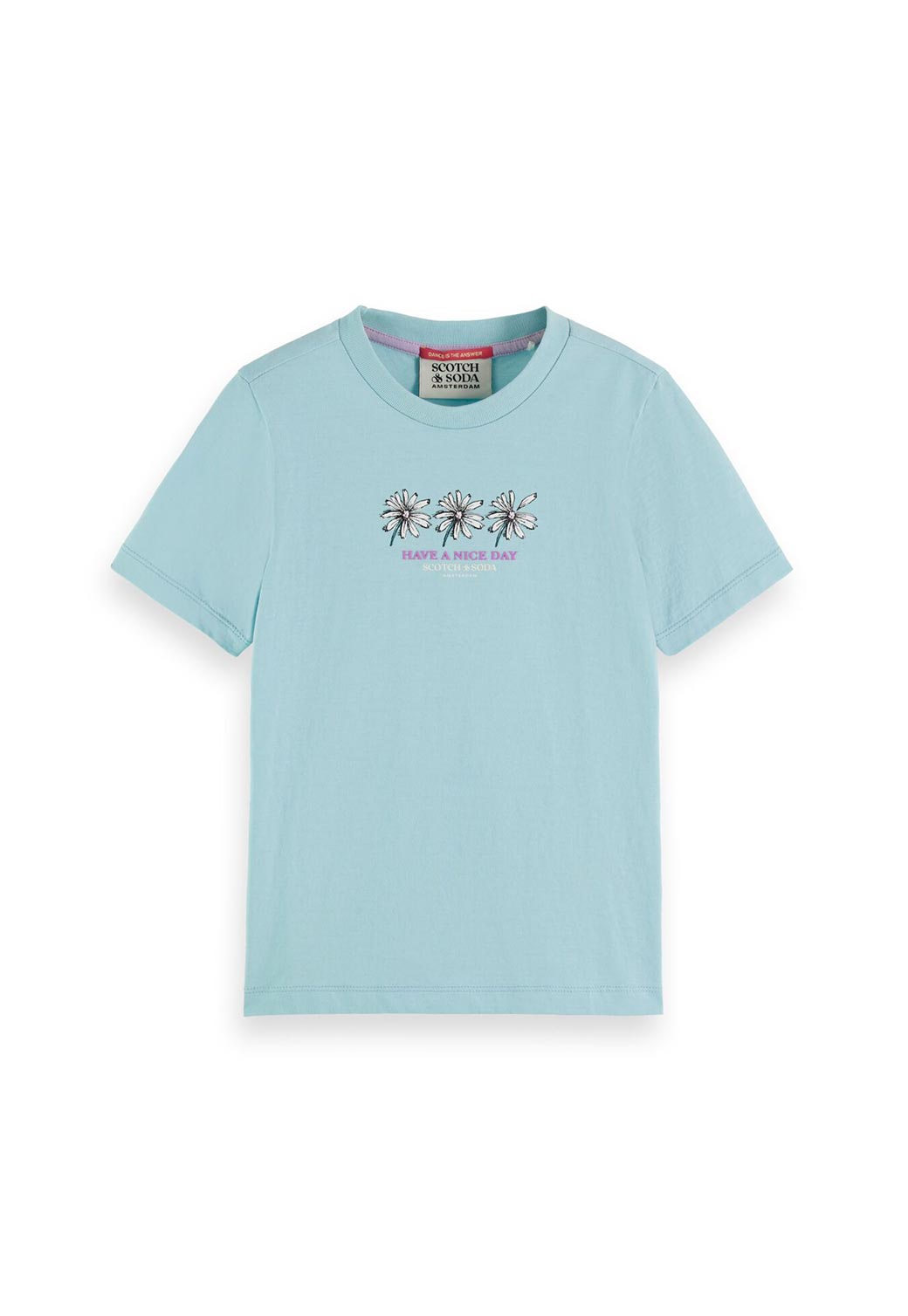 Light Steel Blue SLIM-FIT ARTWORK T-SHIRT טי שירט קצרה SCOTCH & SODA