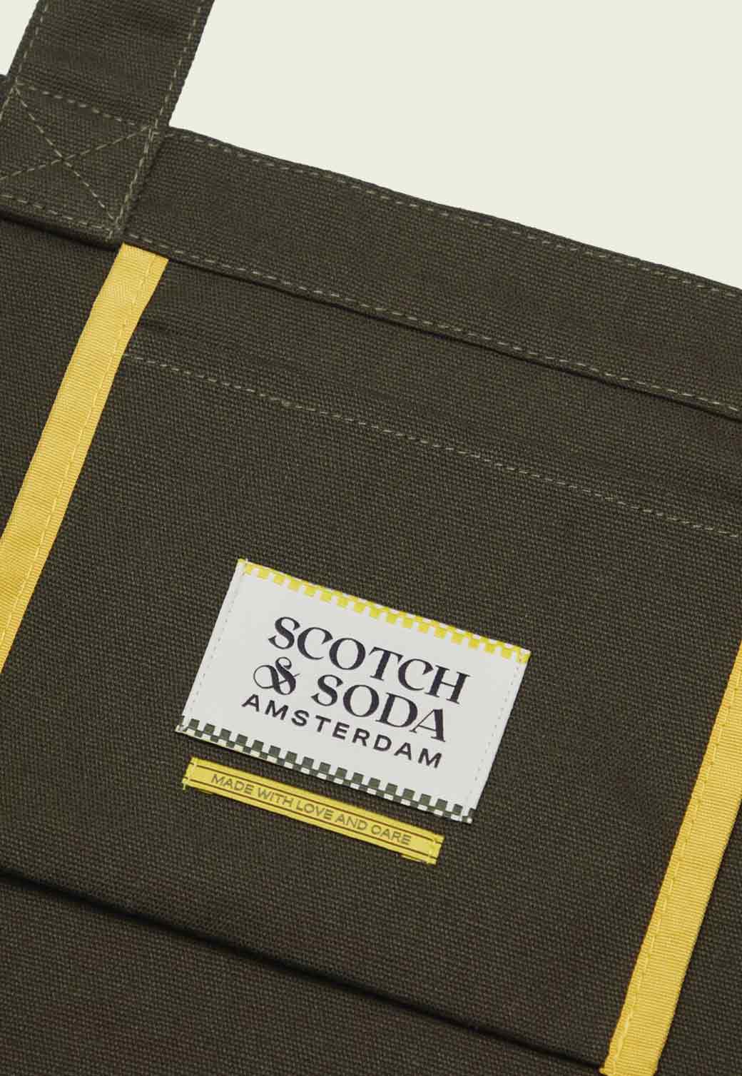 Dark Slate Gray CANVAS TOTE WITH PATCHED-ON ARTWORK תיק צד SCOTCH & SODA