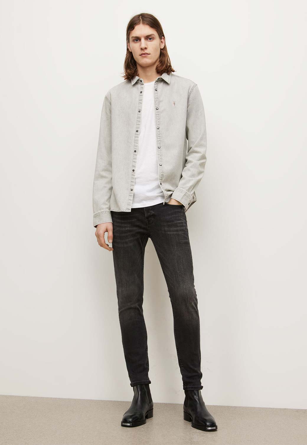 Light Gray RONNIE ג'ינס ארוך ALLSAINTS