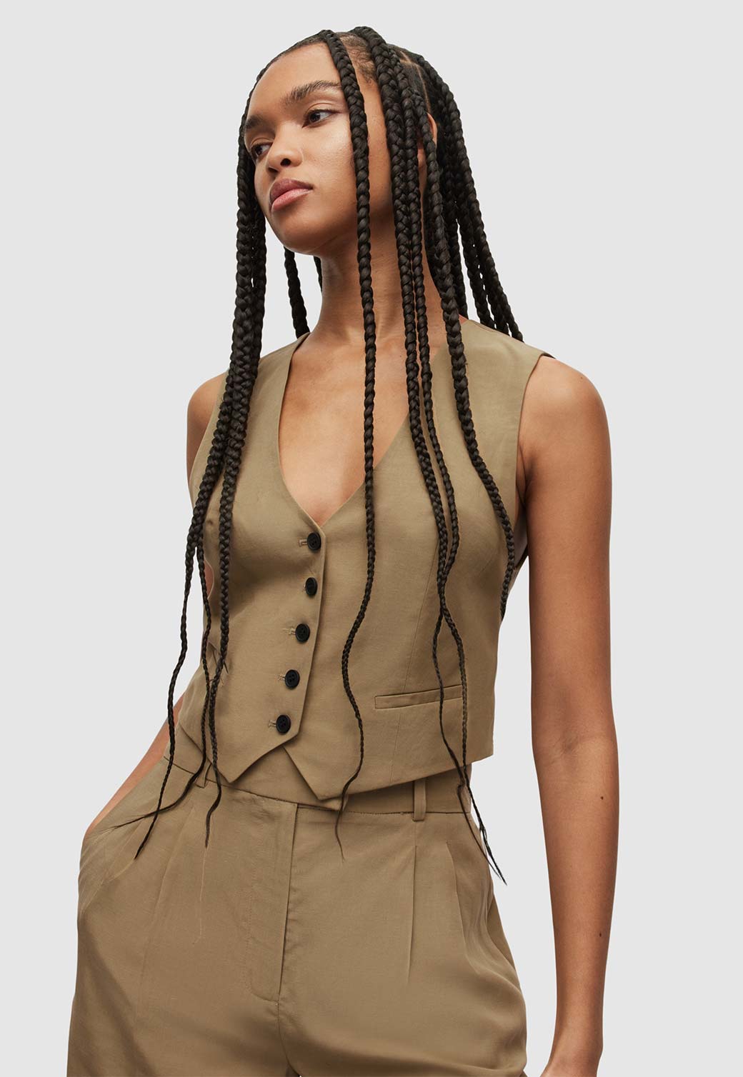 Light Gray ווסט לנשים Deri Lyn ALLSAINTS