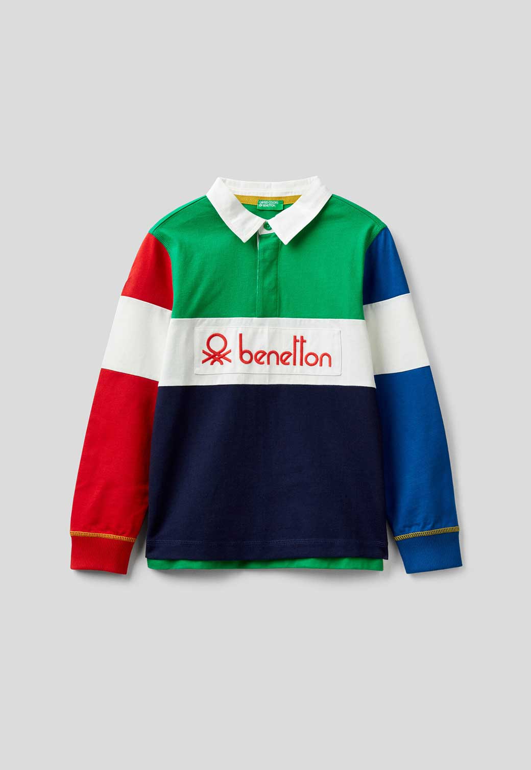 Light Gray חולצת פולו צבעונית לילדים BENETTON