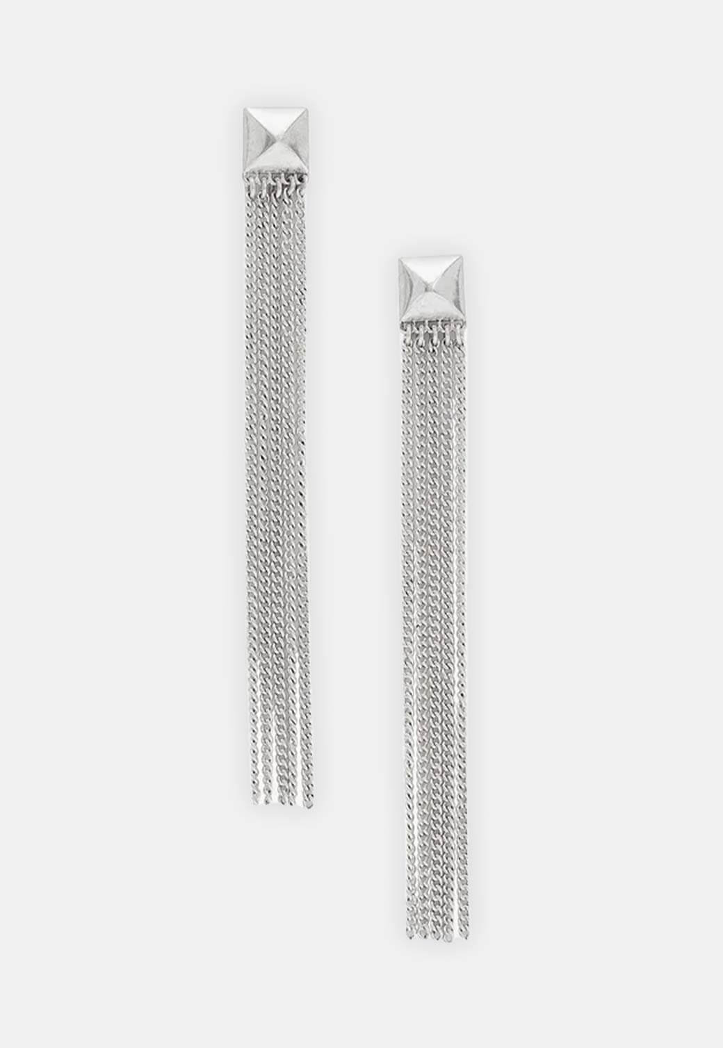 White Smoke EARRINGS-AS ER LNG FRINGE LNR עגילים ALLSAINTS