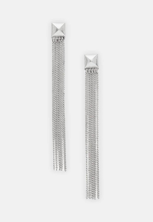 White Smoke EARRINGS-AS ER LNG FRINGE LNR עגילים ALLSAINTS