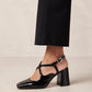 Light Gray REGGIE ONIX BLACK LEATHER PUMPS נעלי עקב ALOHAS