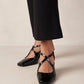 Light Gray REGGIE ONIX BLACK LEATHER PUMPS נעלי עקב ALOHAS