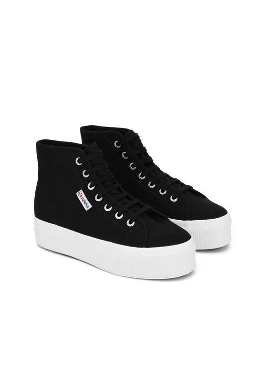 Black סניקרס גבוהות לנשים Hi Top SUPERGA