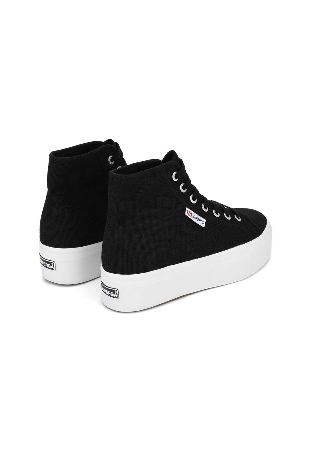 Black סניקרס גבוהות לנשים Hi Top SUPERGA