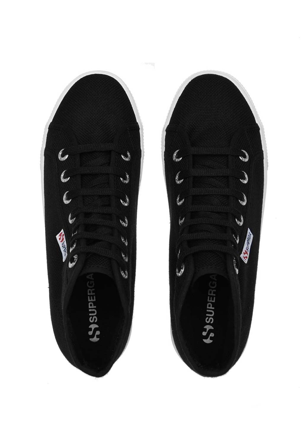 Black סניקרס גבוהות לנשים Hi Top SUPERGA