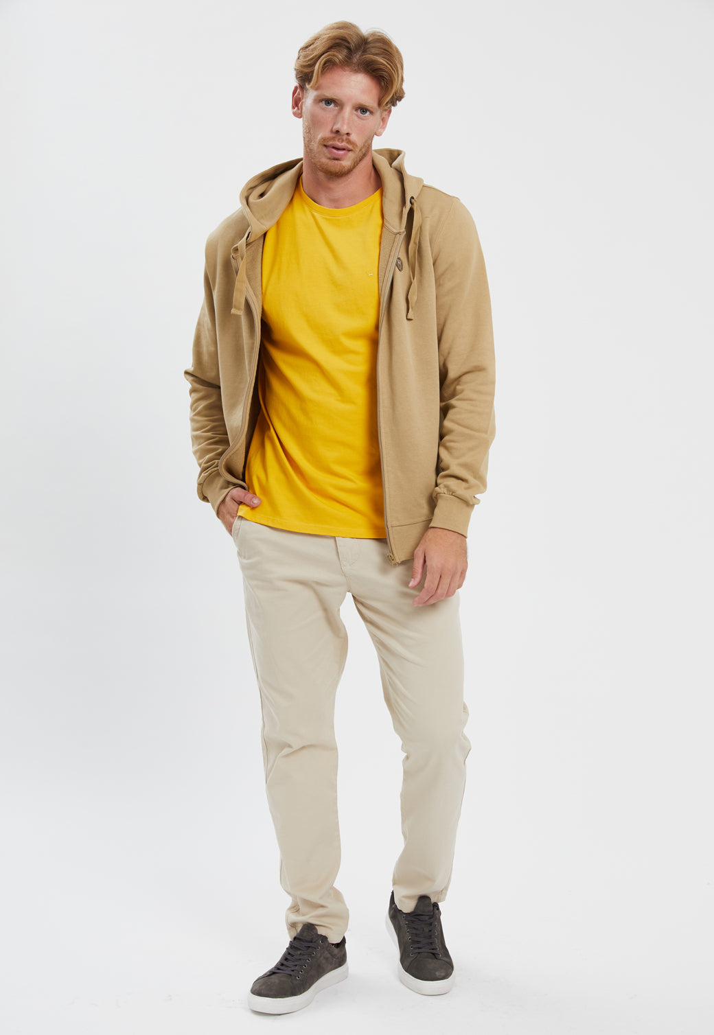 Light Gray סווטשירט עם רוכסן וקפוצ'ון KNOWLEDGE