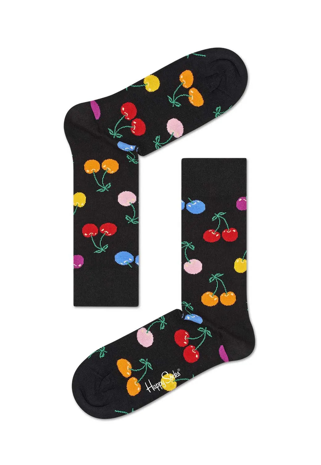 Black זוג גרביים בהדפס דובדבנים HAPPY SOCKS