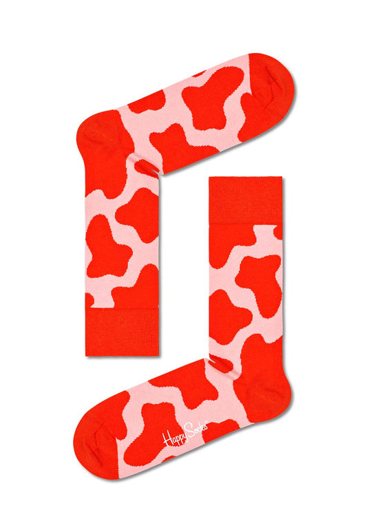 Orange Red זוג גרביים בהדפס פרה לנשים HAPPY SOCKS