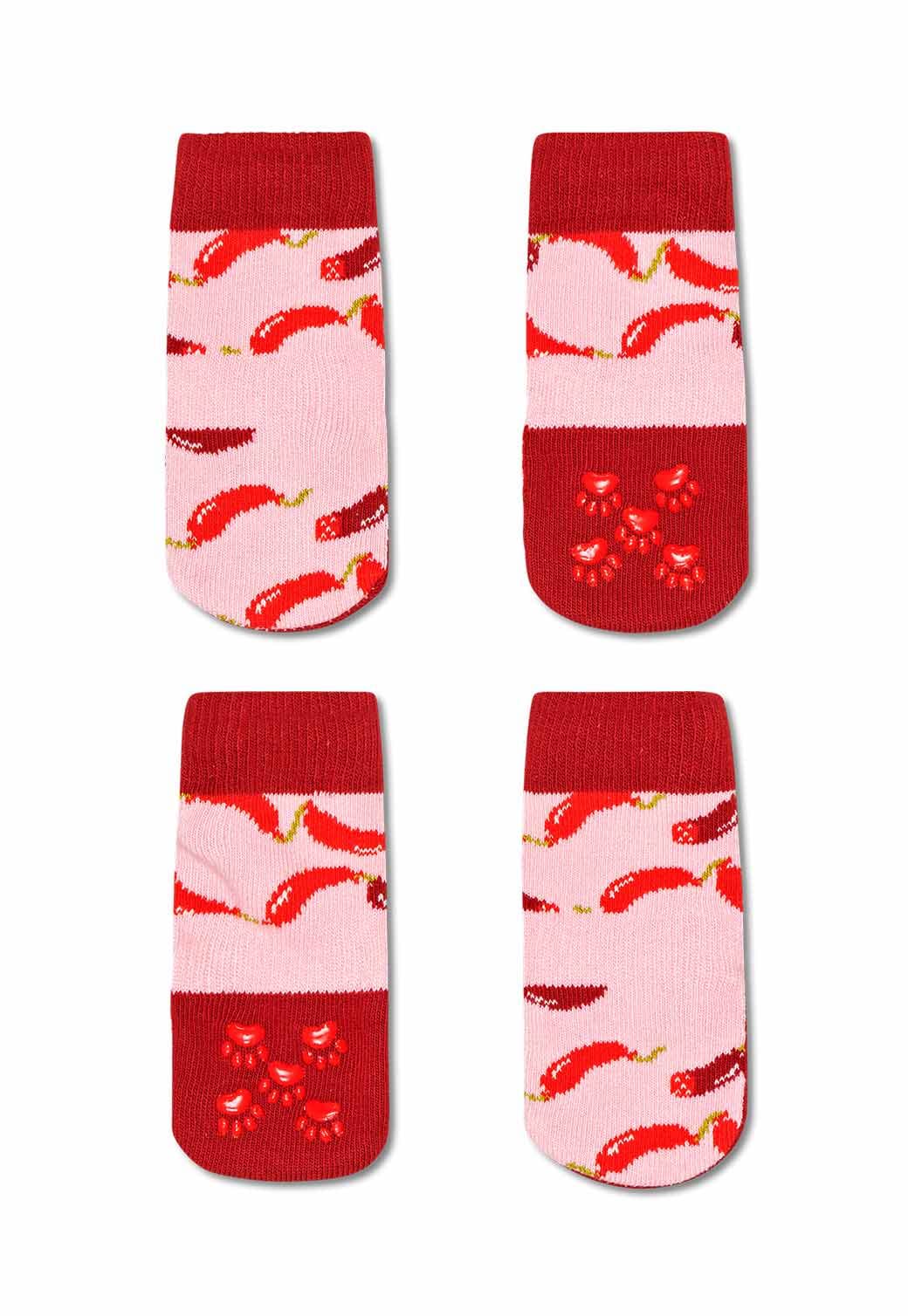 Pink זוג גרביים בהדפס נקניקיות | ילדים HAPPY SOCKS