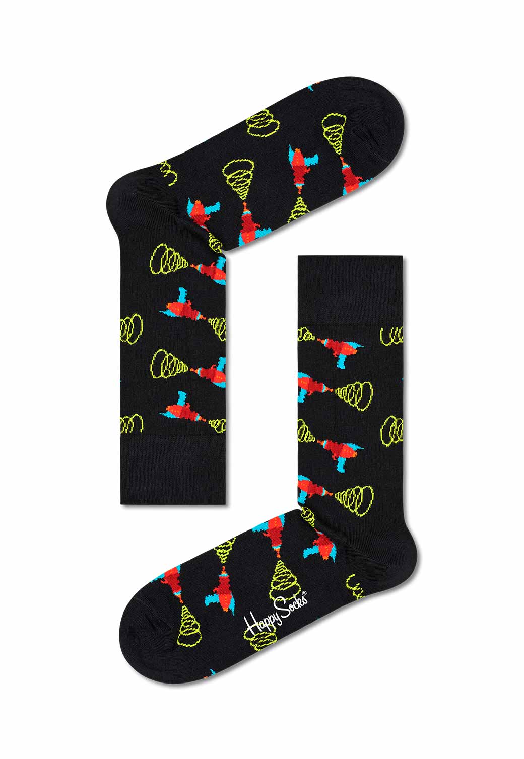 Black זוג גרביים בהדפס צבעוני HAPPY SOCKS