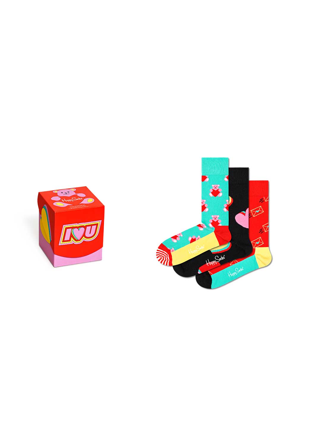 Orange Red מארז גרביים I Love You | 3 זוגות HAPPY SOCKS