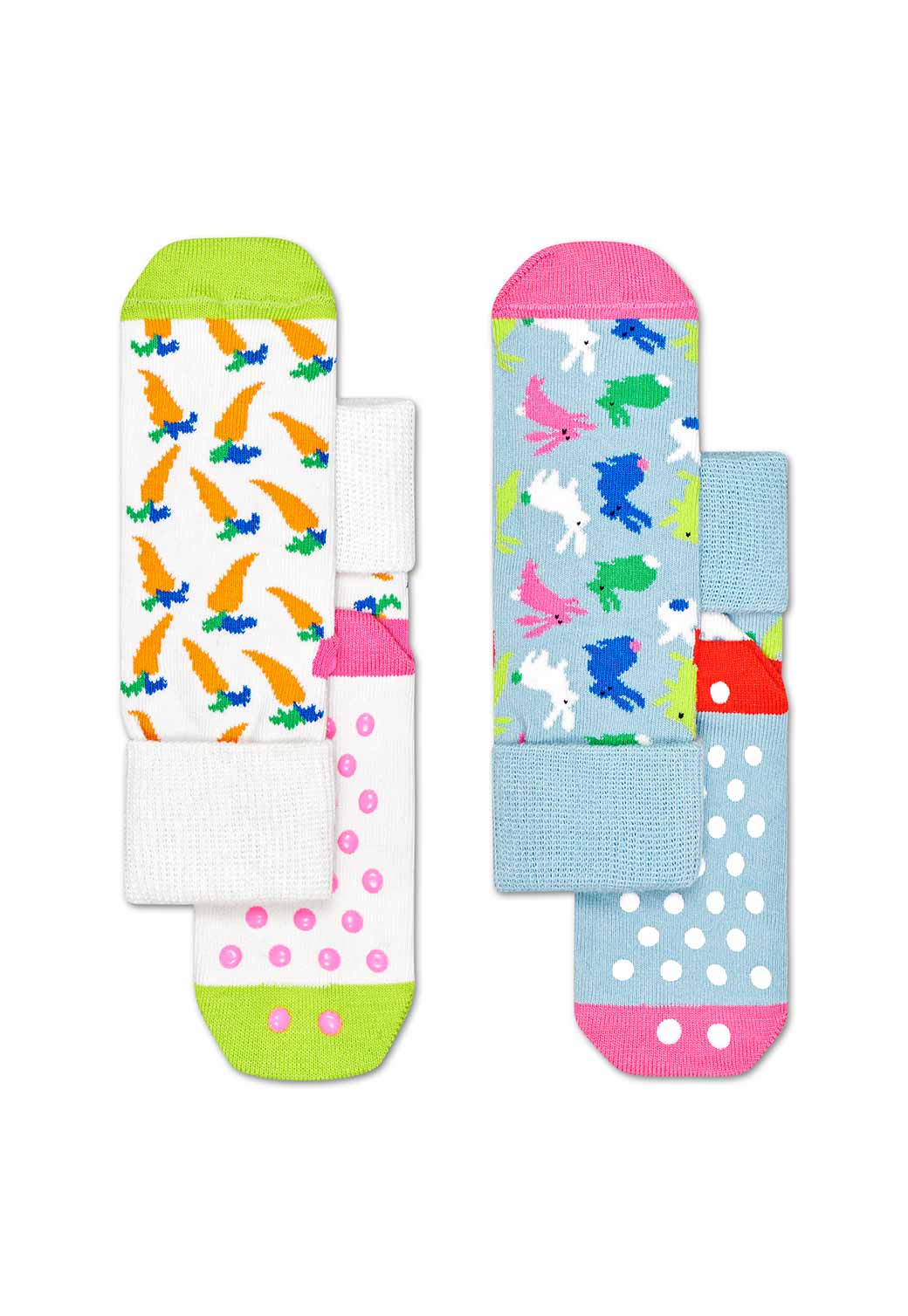 Lavender 2-PACK KIDS BUNNY ANTI-SLIP SOCKS זוג גרביים HAPPY SOCKS