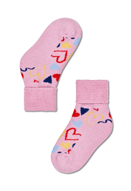 Thistle זוג גרביים עבים עם הדפס לבבות | ילדים HAPPY SOCKS