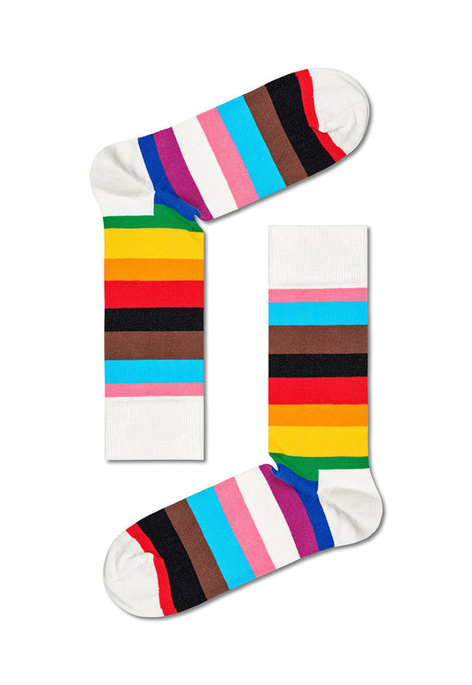 Light Gray זוג גרביים בהדפס פסים צבעוני HAPPY SOCKS