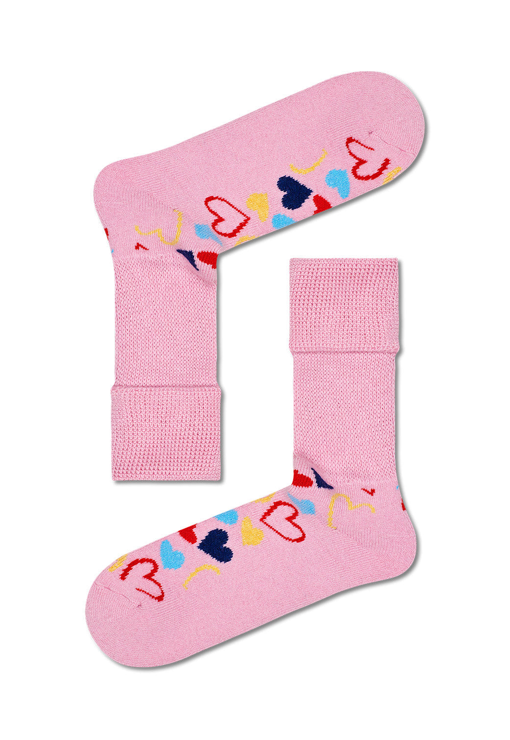 Light Pink זוג גרביים עבים בהדפס לבבות HAPPY SOCKS