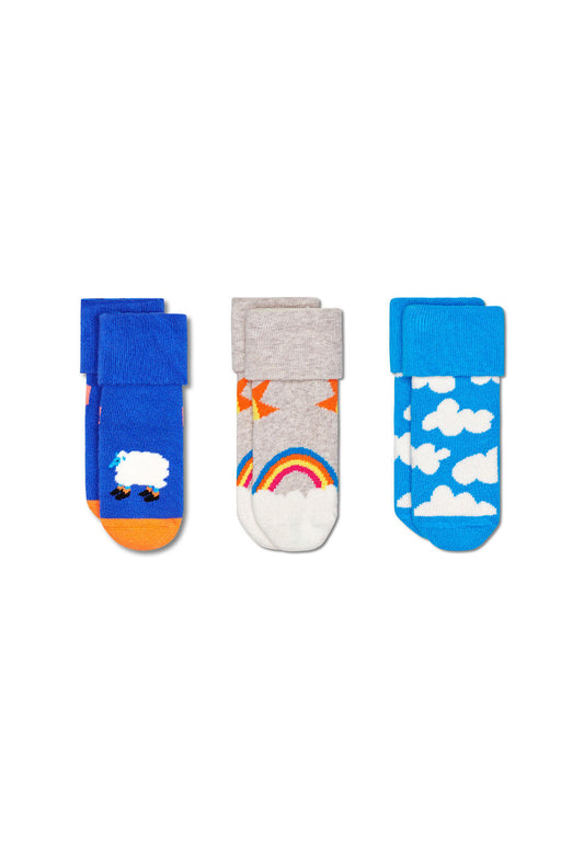 Light Gray מארז גרביים צבעוניים לילדים | 3 זוגות HAPPY SOCKS