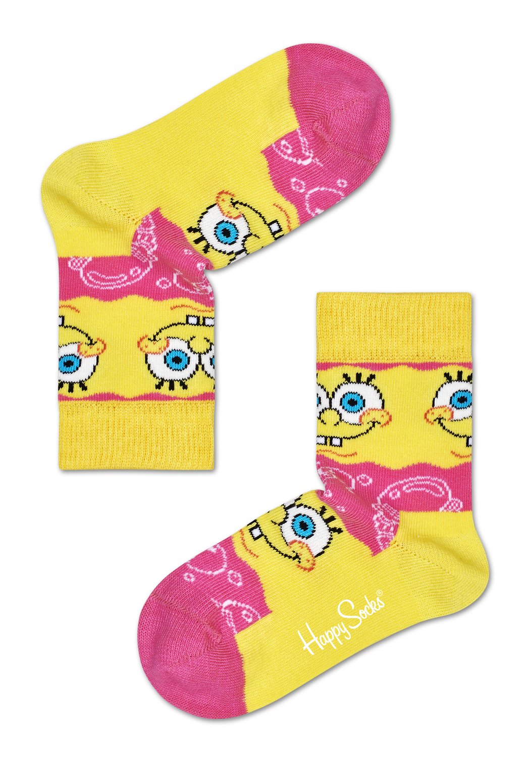 Light Goldenrod זוג גרביים בהדפס בוב ספוג | ילדים HAPPY SOCKS