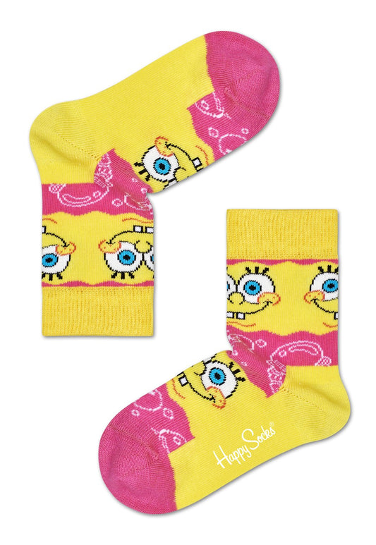 Light Goldenrod זוג גרביים בהדפס בוב ספוג | ילדים HAPPY SOCKS