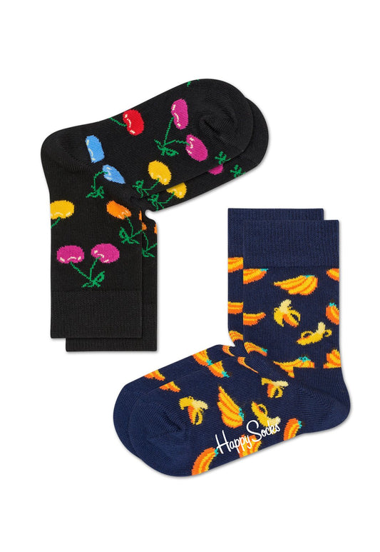 Dark Slate Gray סט גרביים בהדפס פירות לילדים | 2 זוגות HAPPY SOCKS