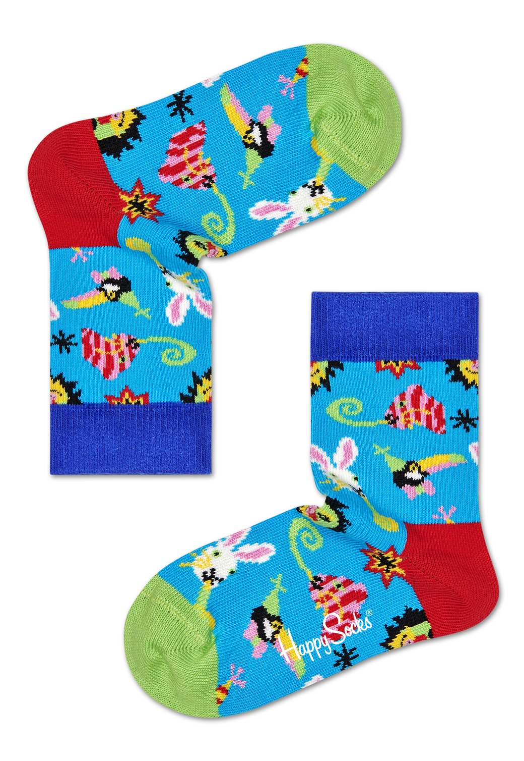 Dodger Blue מארז גרביים בהדפס חיות לילדים | 3 זוגות HAPPY SOCKS